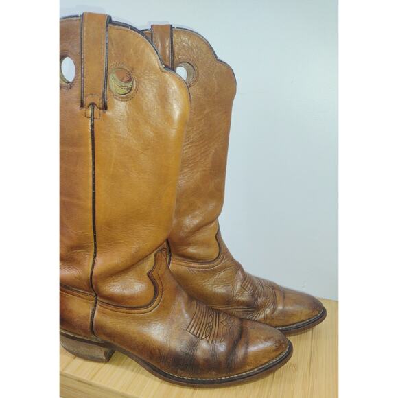 Durango West 10.5B Cowboy Boots  Vintage Leather Western Tall Rodeo Rustic - Picture 3 of 10
